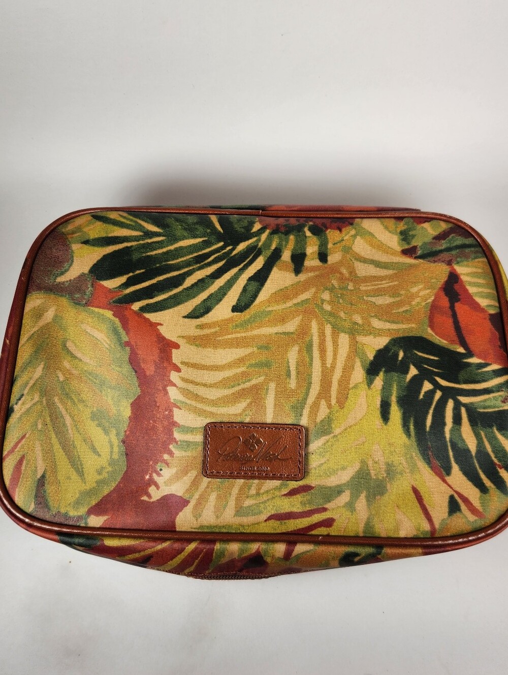 PATRICIA NASH Ilaria Patina Coated Linen Canvas Hanging Cosmetic Travel Bag